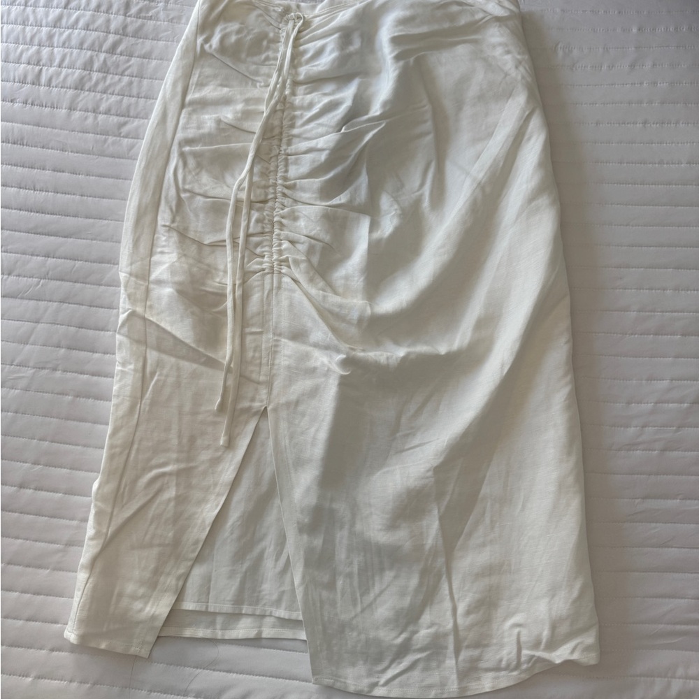 Lucy Paris Ivory Gathered Pencil Skirt